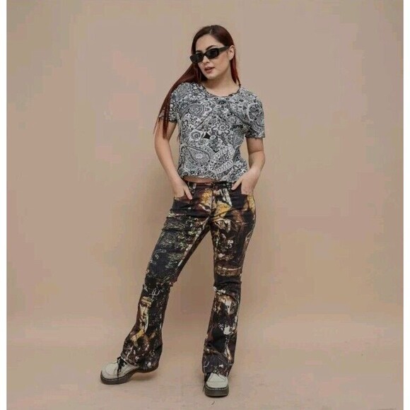 NWOT Premiere‎ International for Ladies M Jacobean Floral Pattern Top Monochrome - Picture 1 of 11